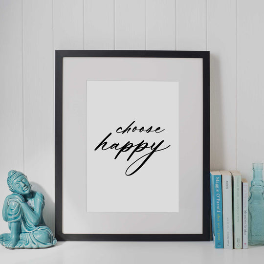 Happy quotes wall art print