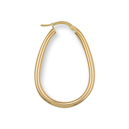 Yellow Gold Oval Tube Hoop Earrings