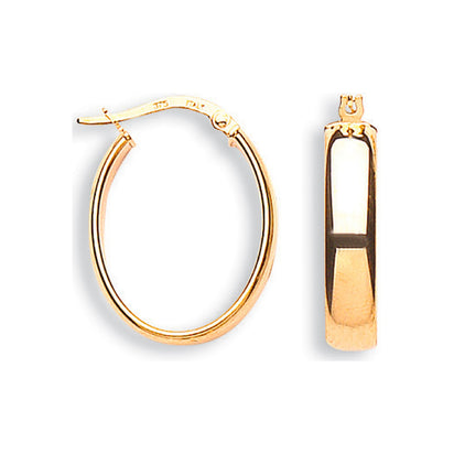 Yellow Gold Oval Tube Hoop Earrings