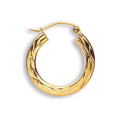 Yellow Gold D/C 20mm Hoop Earrings