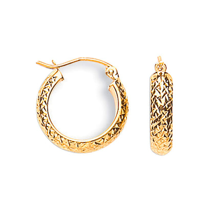 Yellow Gold D/C 17.2mm Hoop Earrings