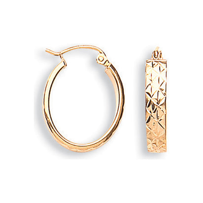 Yellow Gold D/C Oval Hoop Earrings