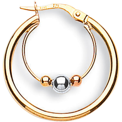 Yellow Gold White Gold & Rose Gold 24.7mm Fancy Hoop Earrings