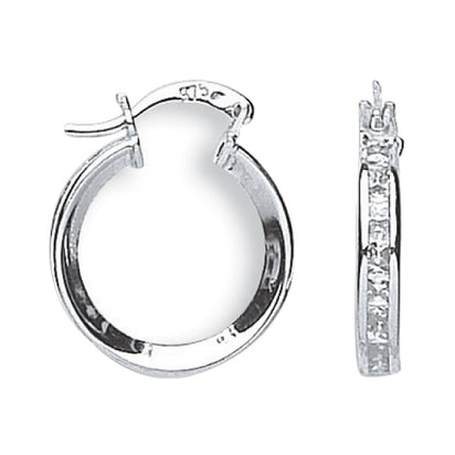 White Gold 18mm Princess Cut Cz Hoops