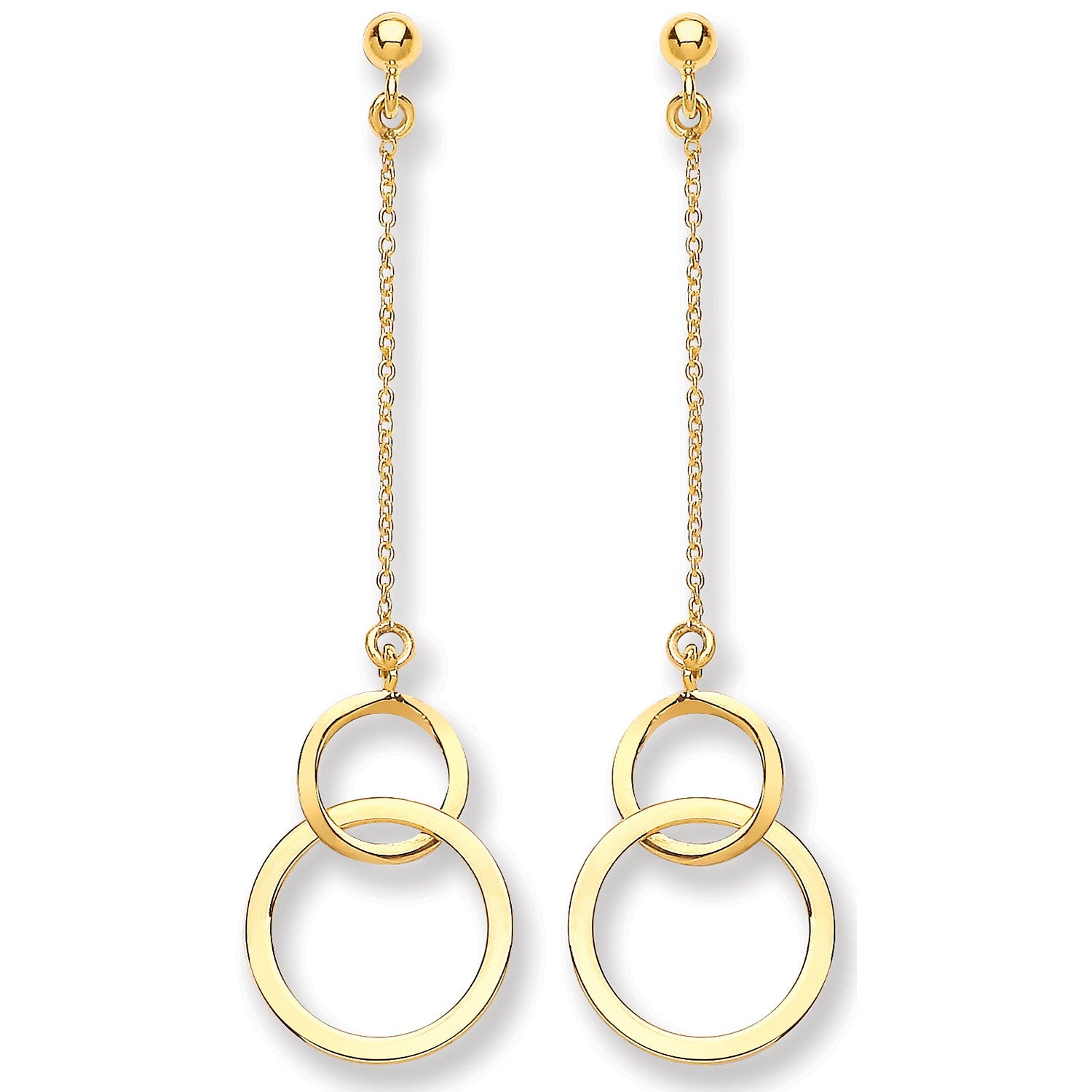 Yellow Gold Circle Drop Earring