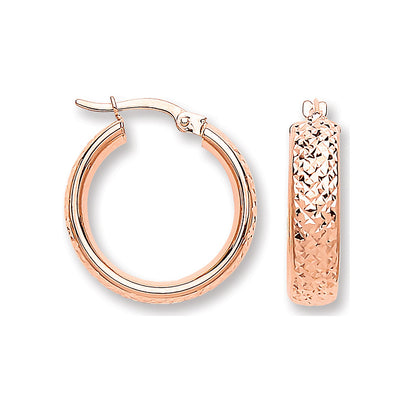 Rose Gold Tyre Tread Design D Shape Earrings