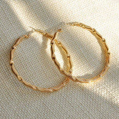 14K Yellow Gold Extra Large offers Twisted Hoop Earrings, 80mm