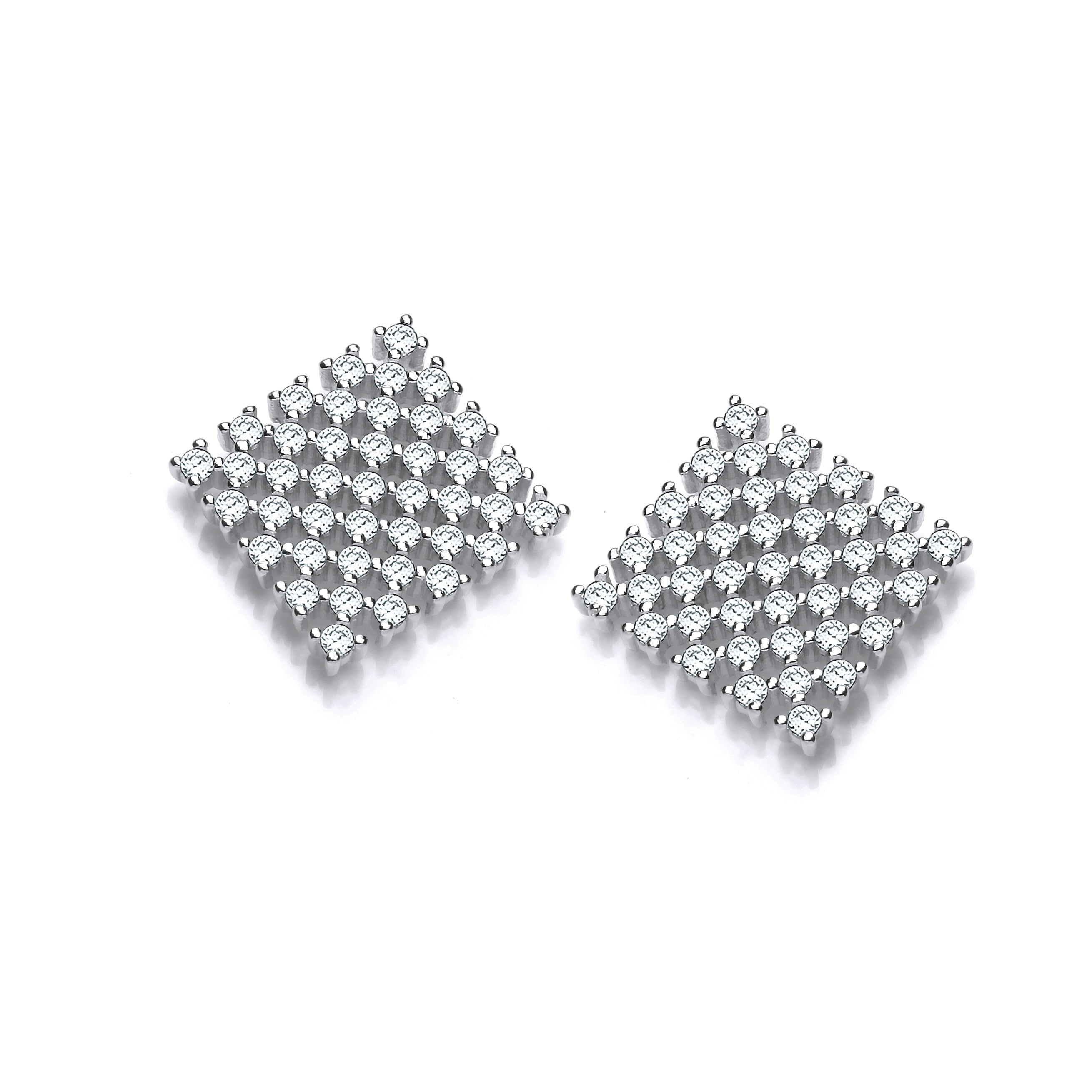 Three Multi Row Cz Stud Earrings