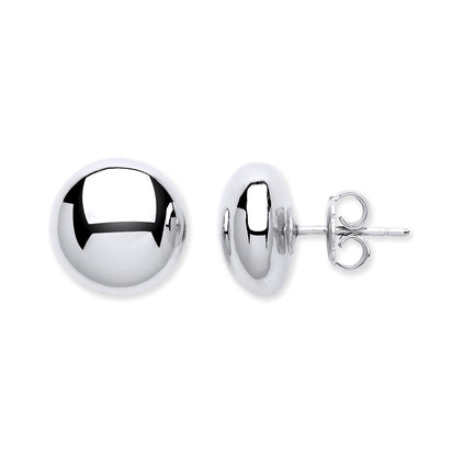 Silver 13mm Button Stud Earrings