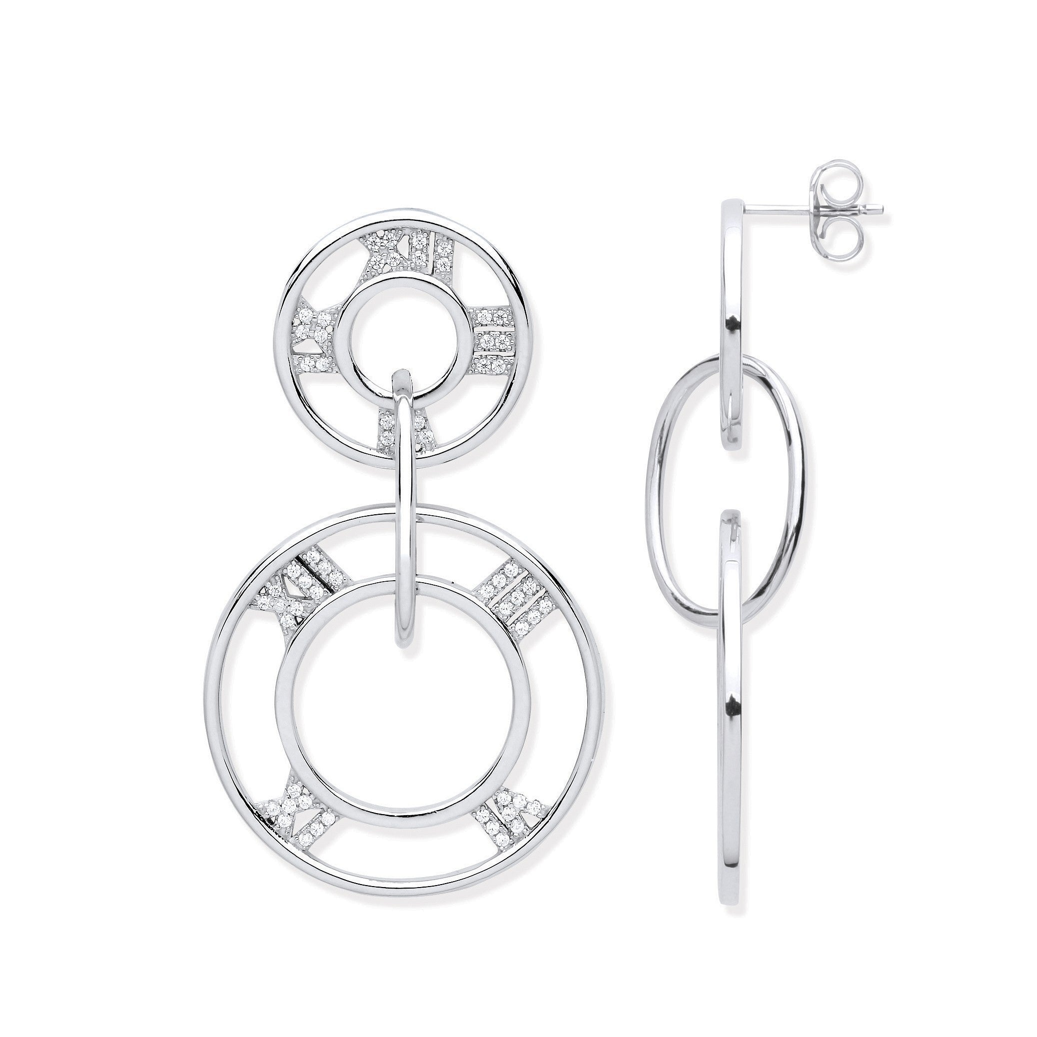 Silver Roman Numerals Drop Earrings