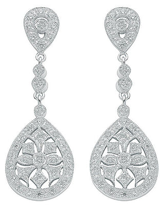 Silver Chandelier Cz Drop Earrings