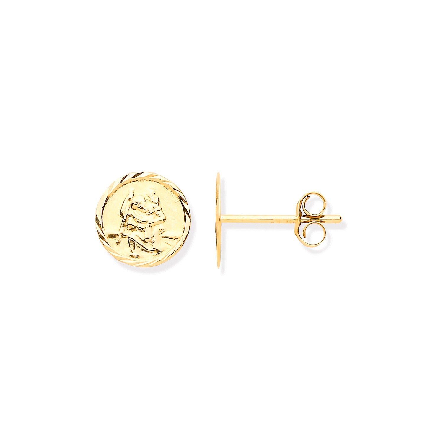 9ct Yellow Gold 6.6mm Saint Christopher Studs