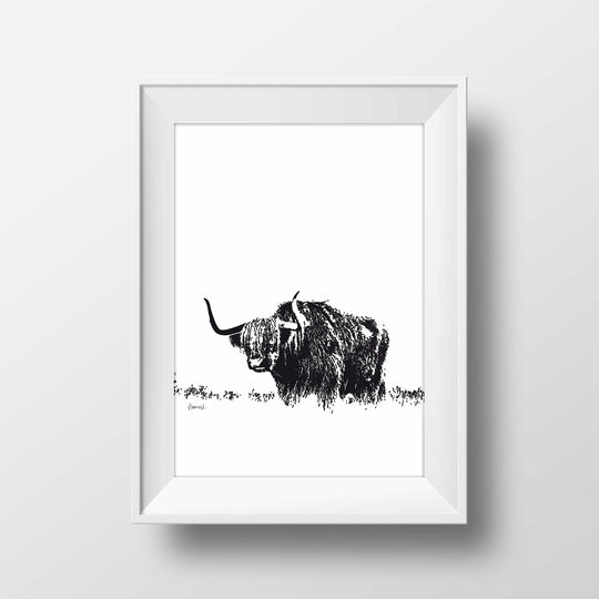 highland cow art print