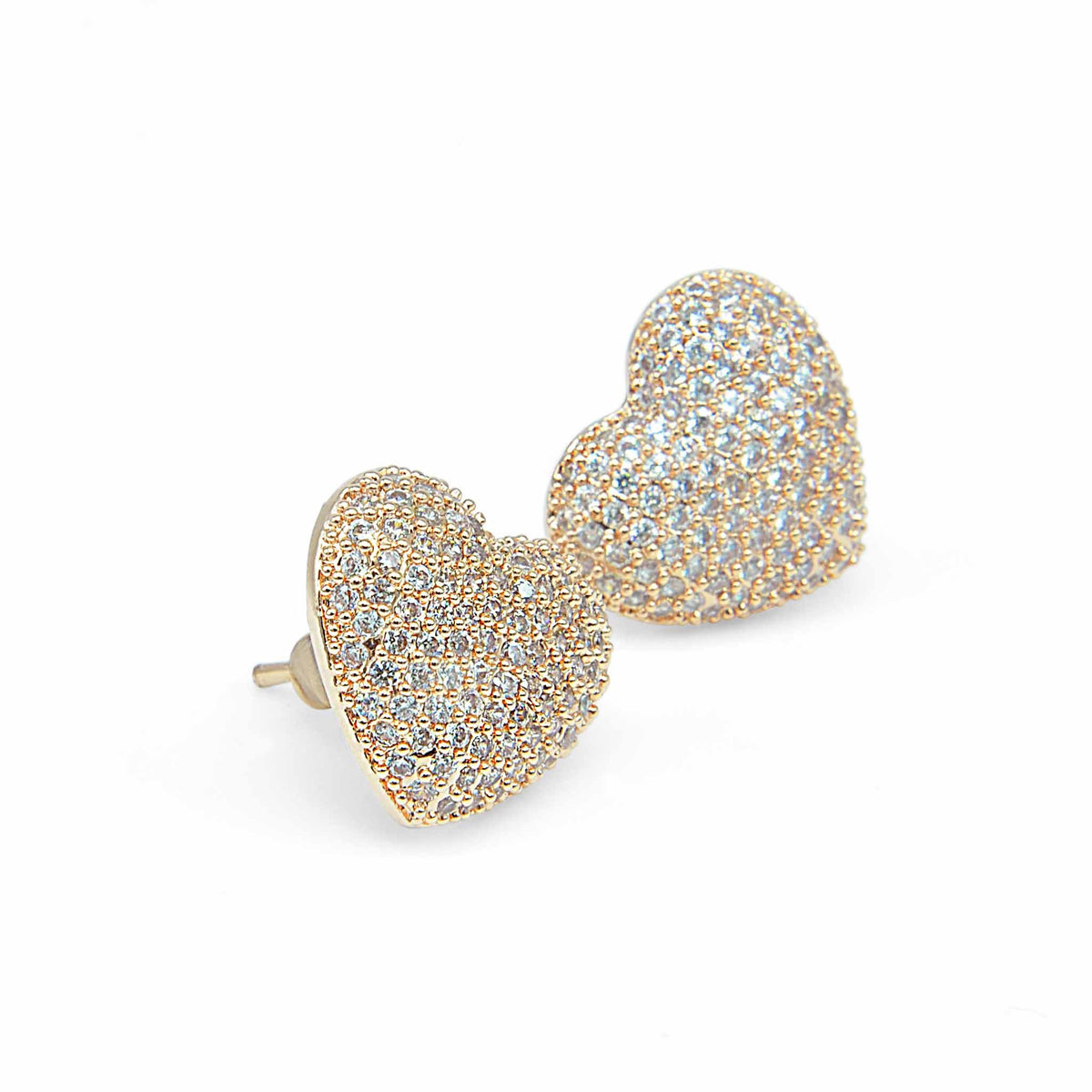 Small Pave Diamond White Gold Heart Studs – Curated Los Angeles