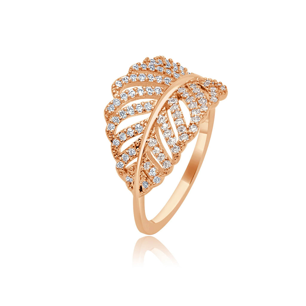 Pandora rose gold leaf on sale ring