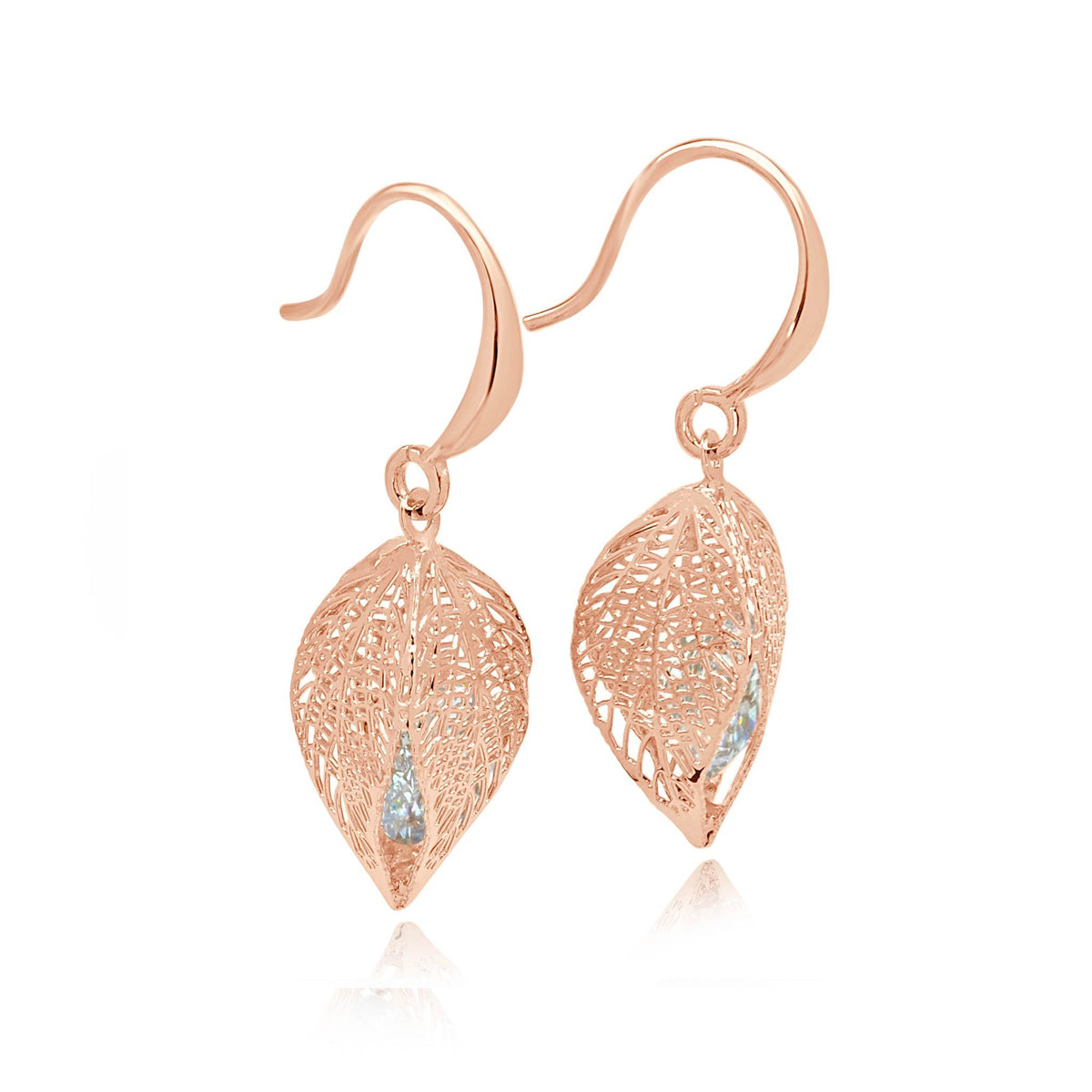 Real leaf rose gold earrings | rose gold gifts | Demi & Co jewellery ...