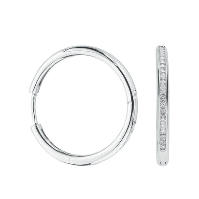 9ct White Gold 0.50ct Diamond Hoop Earrings