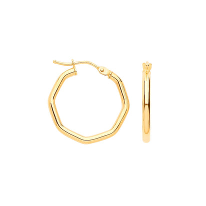 Yellow Gold Octagon Hoop Earrings