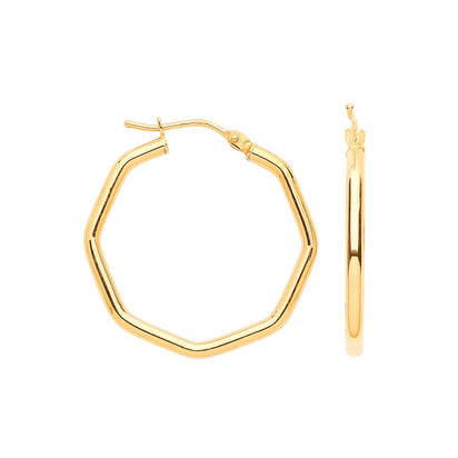 Yellow Gold Octagon 25.5mm Hoop Earrings