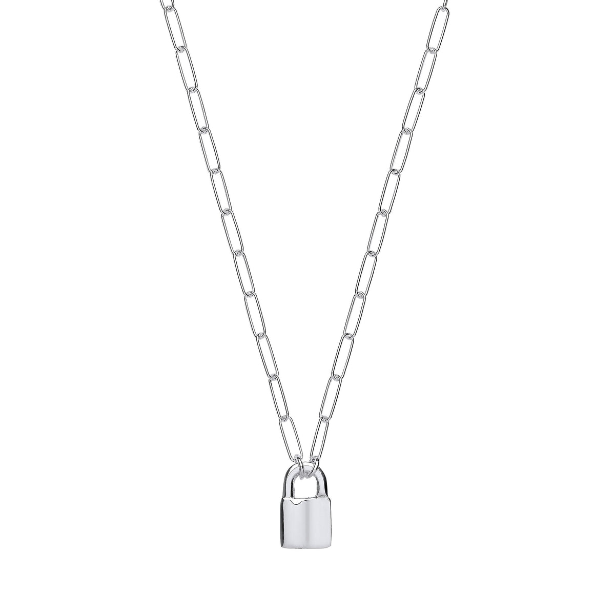 Silver chain padlock on sale necklace