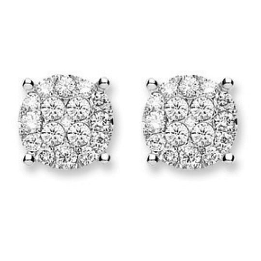 18Ct White Gold Cluster 0.75ct Diamond Studs