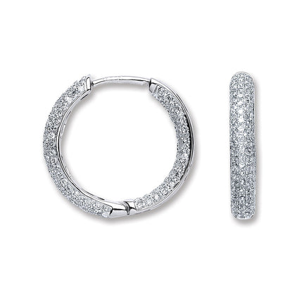 18ct White Gold 1.33ct Diamond Hoop Earrings