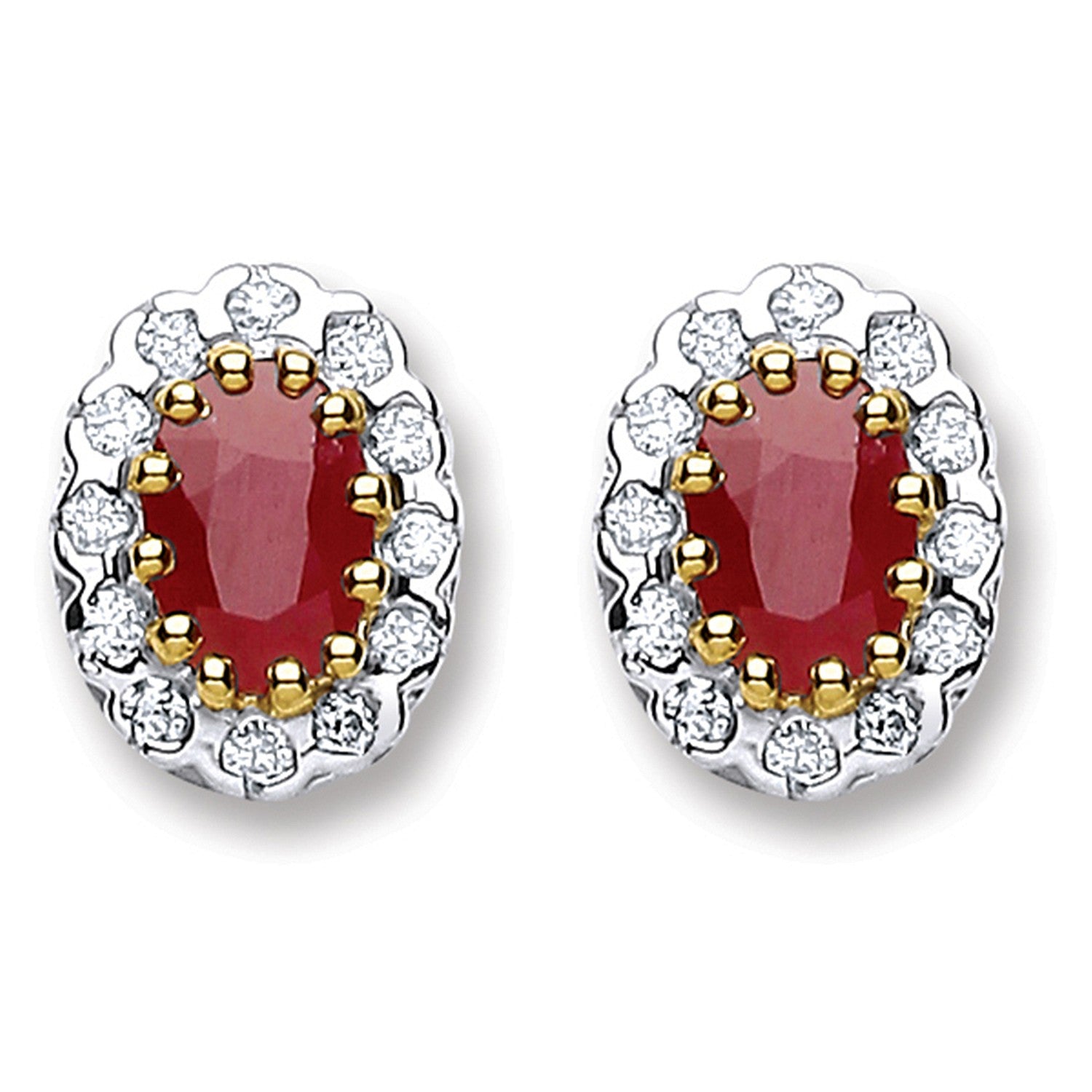 9ct Yellow Gold 0.20ct Diamond & 1.20ct Ruby Stud Earrings