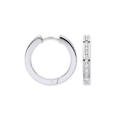 9ct White Gold 0.50ct Diamond Hoop Earrings