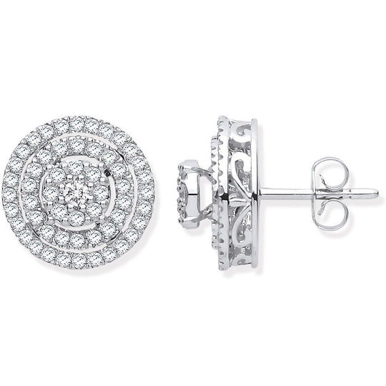 18ct White Gold Multi Circles 0.70ctw Diamond Stud Earrings