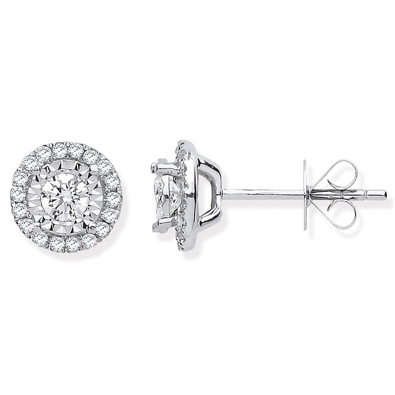 18ct White Gold Halo 0.50ctw Diamond Studs