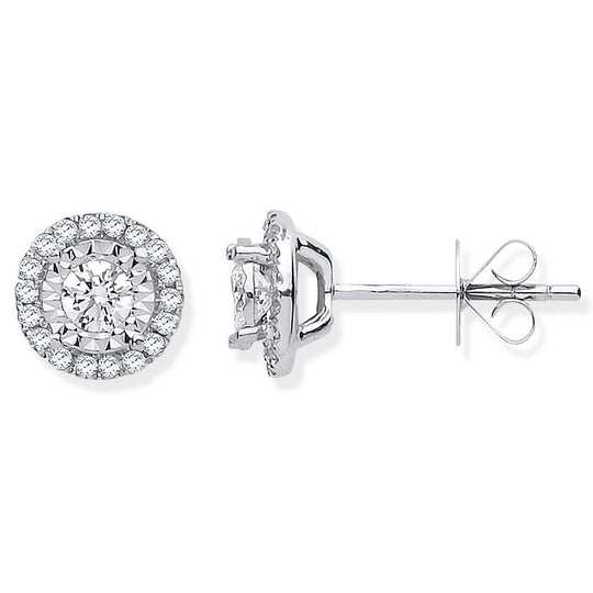 18ct White Gold Halo 0.50ctw Diamond Studs