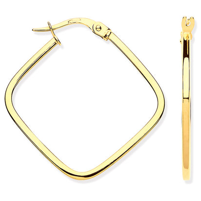 Yellow Gold Square Hoop Earrings