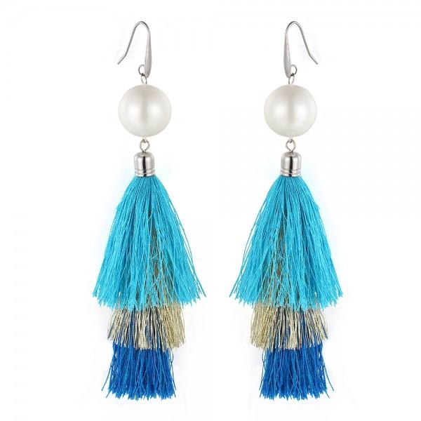 Pale blue deals tassel earrings